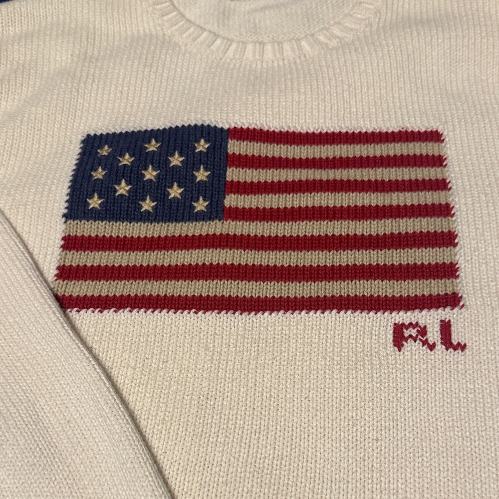 Ralph Lauren Beige Sweater with Flag Design